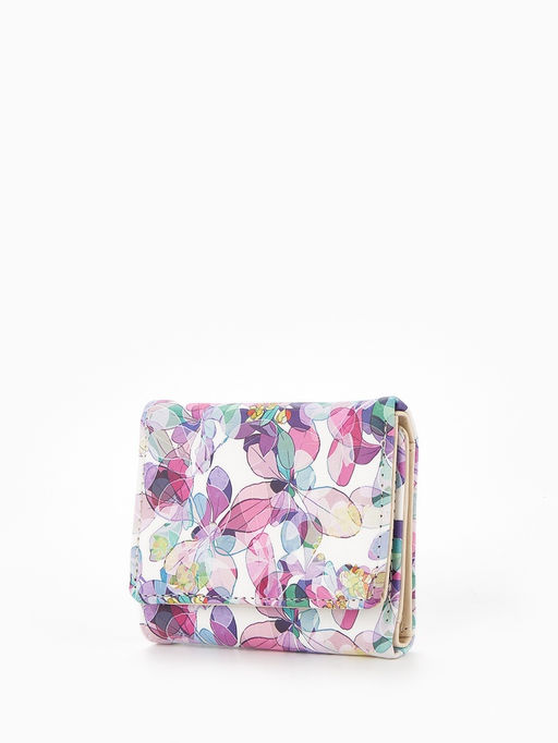 Кошелёк женский на кнопке, 10.5?2.5?8.5 см, с цветочным принтом, разноцветный