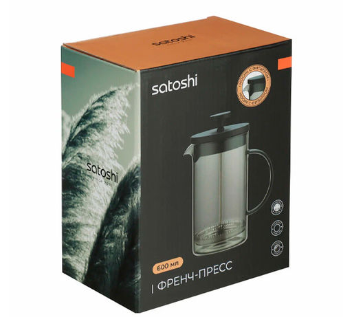 Френч-пресс 600 мл, графит, жаропрочное стекло SATOSHI арт. 850-259 - Полимербыт фото 3