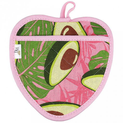 Прихватка с запахом 20х20см "Авокадо, вид 7/1", форма "Клубника", рогожка 171г/м2, хлопок 100%, наполнитель - ватин 280г/м2, на пластмассовом подвесе, "Домашняя мода" (Россия)