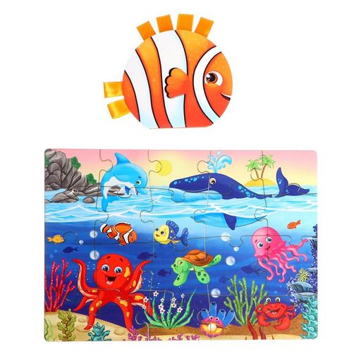 Игровой и обучающий набор Кто живёт в море, пазл + картонная книга - Лесная мастерская фото 8