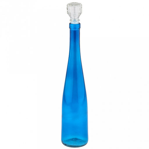 Графин-штоф стеклянный "Рокса" 0,5л, д7см, h37см, с пробкой, "Скандик", лазурный (Россия)