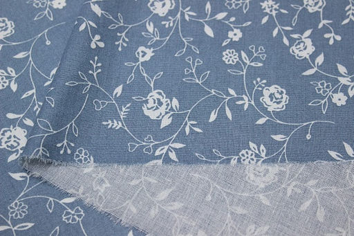 Поплин Роза Вьюнок цв.сине-серая дымка, СОРТ2, ш.1.5м, хлопок-100%, 105гр/м.кв - Купава фото 5