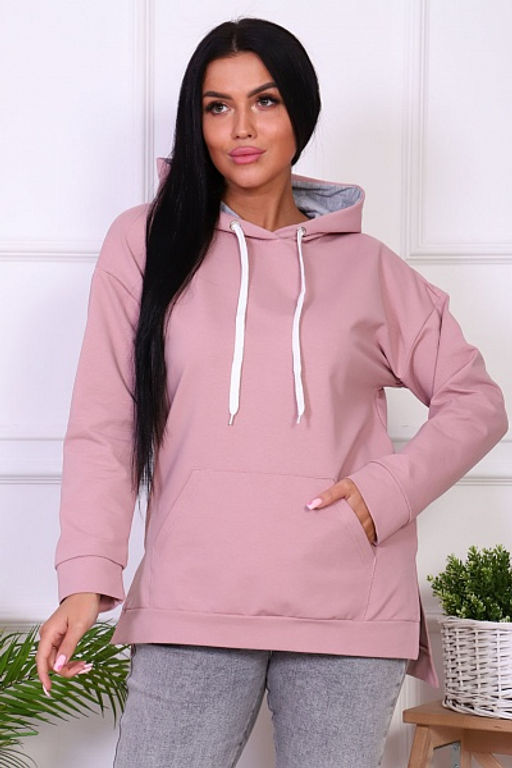 Толстовка с капюшоном, футер с лайкрой, сухая роза (844-2) - Плиона фото 11