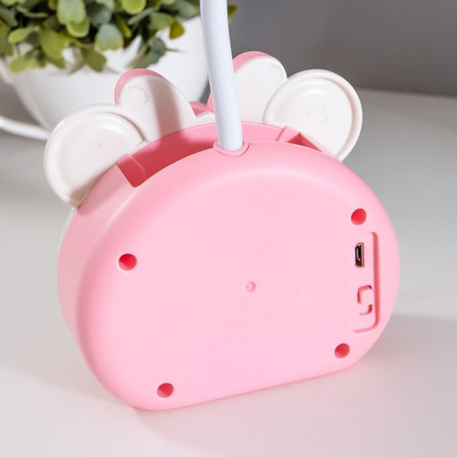 Лампа настольная RISALUX «Гамми», LED, 2 режима, 2 Вт, USB, точилка, розовый, 11.7×7×12 см