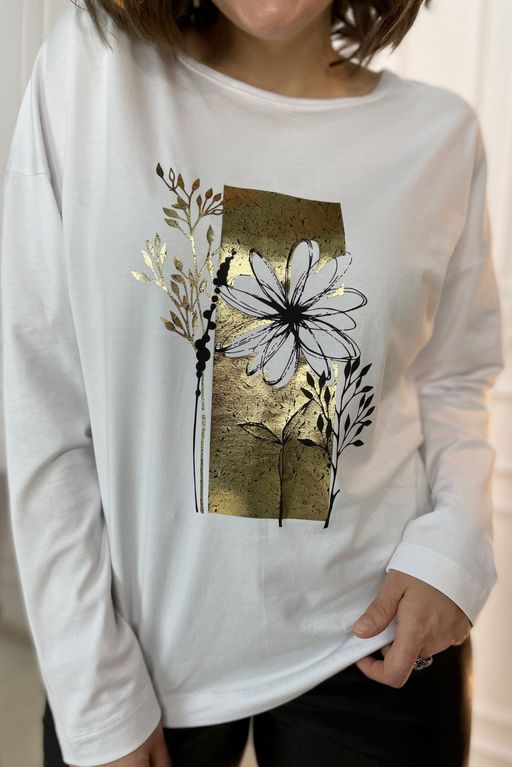 Свитшот Rumoda 2054/1 белый/принт золото  фото 5