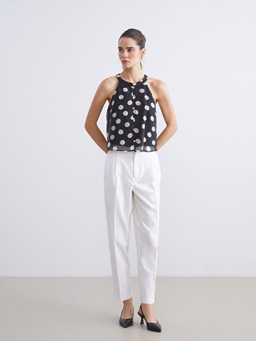 Halter Yaka Puantiyeli Bluz