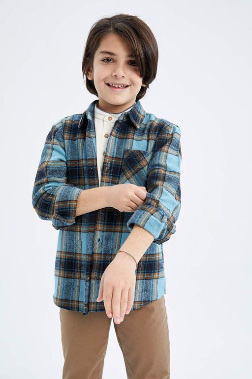 Фланелевая рубашка с длинным рукавом для мальчика - Defacto фото 4