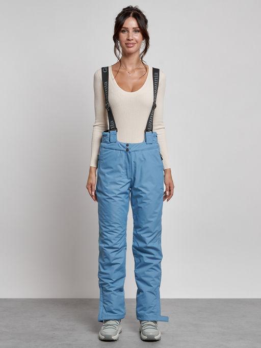 Полукомбинезон утепленный женский зимний горнолыжный голубого цвета 7601Gl - Colannia фото 17