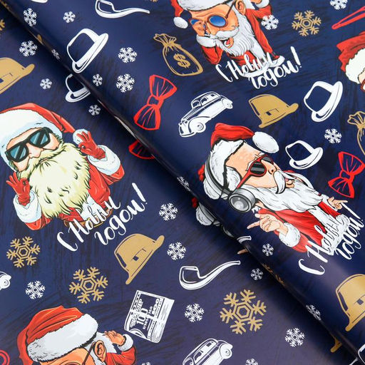 Цена за 10 шт. Бумага упаковочная глянцевая Кайфуша Санта, 50 х 70 см - UPAK LAND фото 2