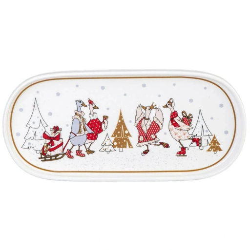 Блюдо фарфоровое овальное "Family christmas" 25,5см в под.уп