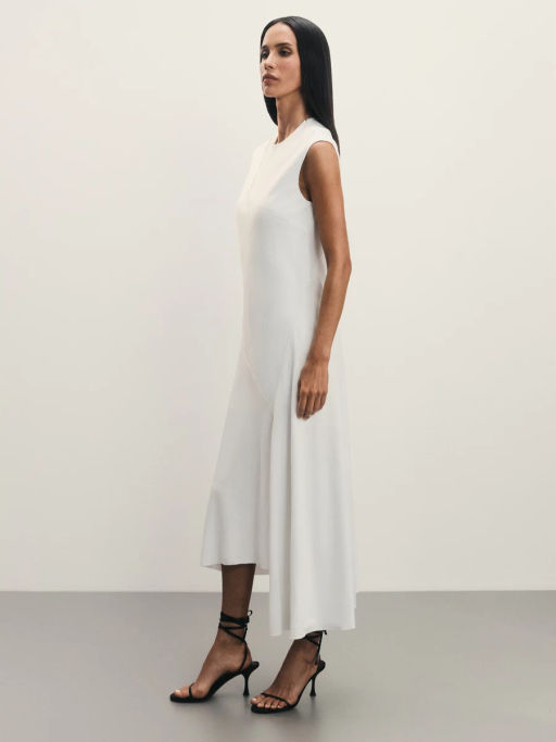 Асимметричное платье из вискозы и льна с разрезом / Zarina  фото 7