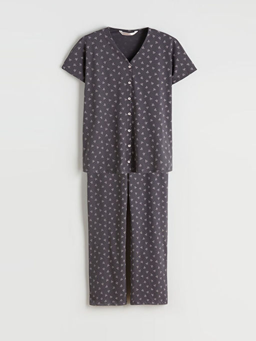 V Yaka Desenli Hamile Pijama Tak?m?
