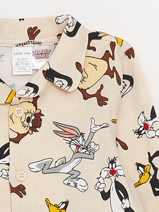 G?mlek Yaka Bugs Bunny Bask?l? Uzun Kollu Erkek Bebek Pijama Tak?m? - Waikiki фото 3