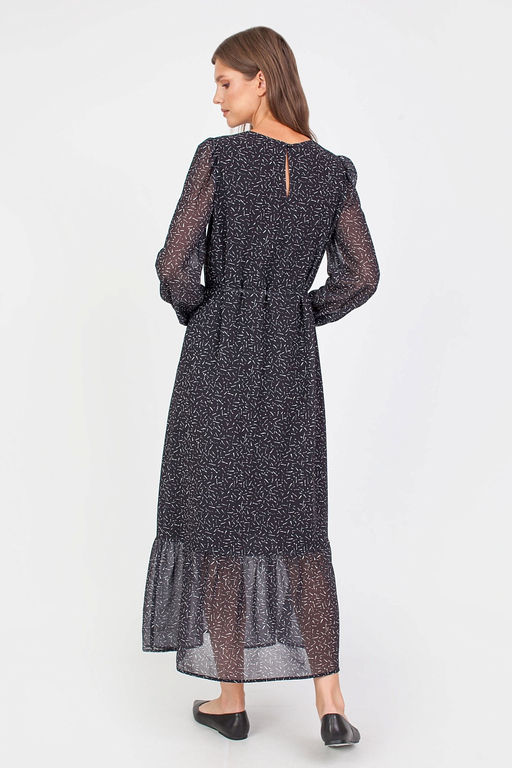 5-3014/783-5065-2 Платье принт белые штрихи на черном фоне - Serginnetti фото 9