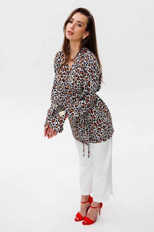 Блуза NIKVA н494 рыжий леопард  фото 3
