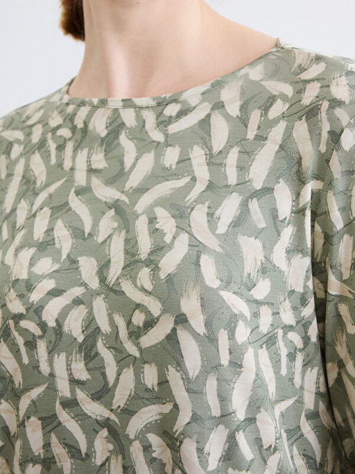 Bisiklet Yaka Desenli Kad?n Ti??rt