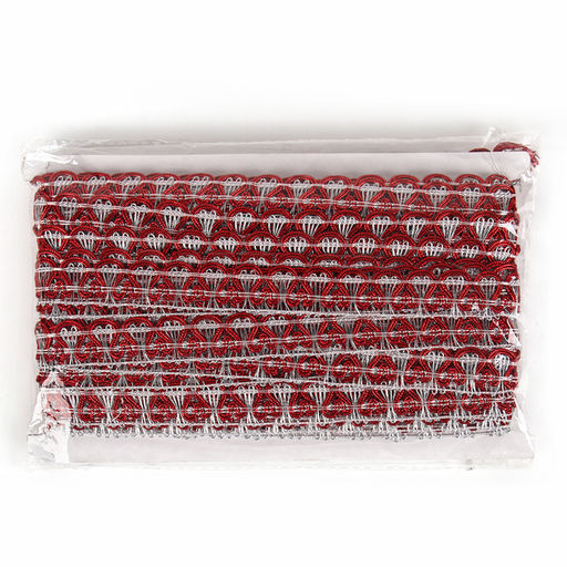 Тесьма плетёная красно-белый в рулоне 20 метров