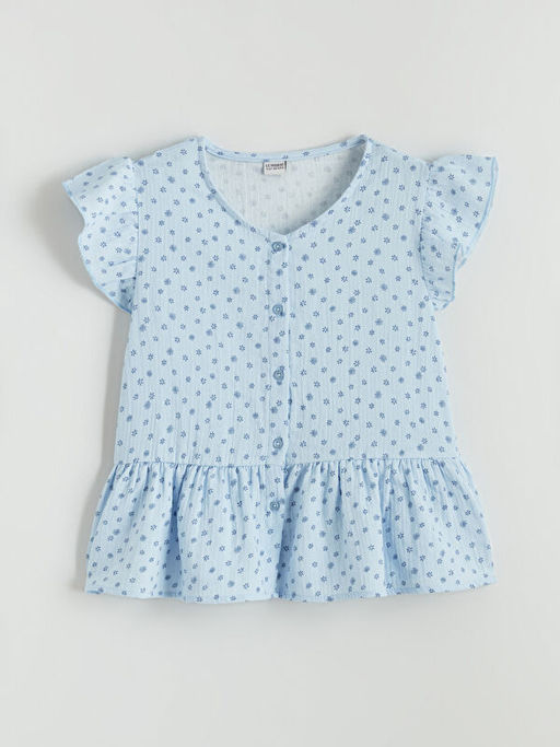 V Yaka ?i?ekli M?slin K?z ?ocuk G?mlek