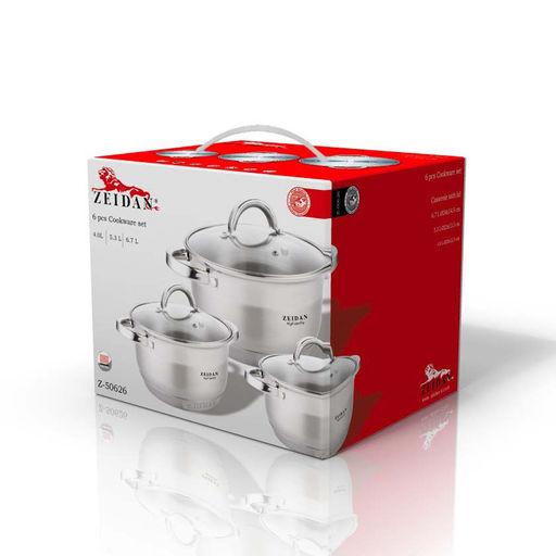 Набор посуды нерж ZEIDAN 6 пр (4,1л, 5,2л, 6,7л) с крыш, арт. Z-50626