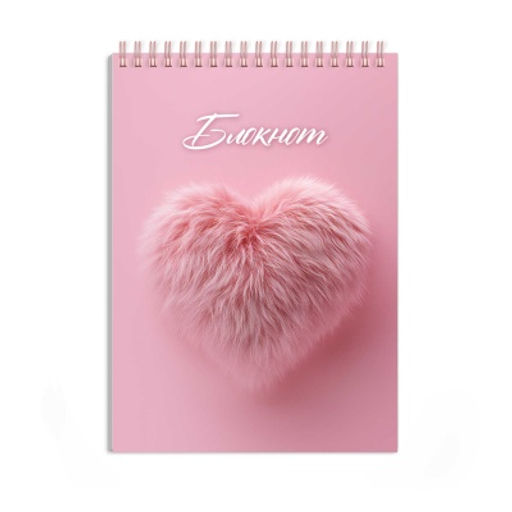 Блокнот, А6, 80 л, арт. 72776 МЕХОВОЕ СЕРДЕЧКО /