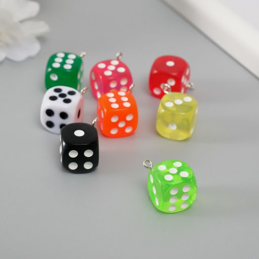 Цена за 8 шт. Подвеска для творчества пластик Игральные кости, 2.41.41.4 см, МИКС - Арт узор фото 2