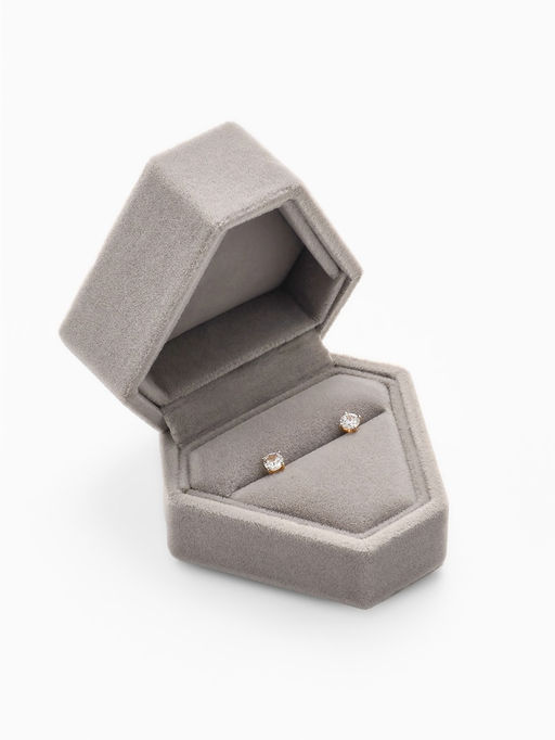 Футляр под серьги, кольцо Кристалл, бархатный, 6.5?6 см, серый