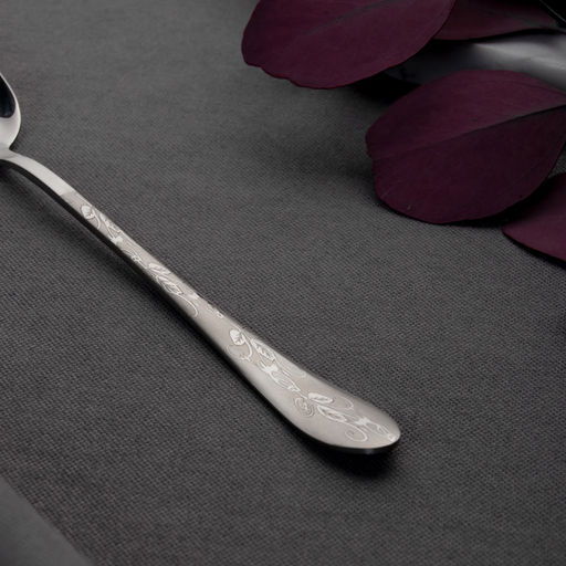 Цена за 2 шт. Ложка чайная с удлиненной ручкой "Цветы", 19см, нерж.сталь 815-402