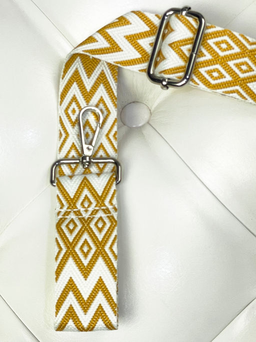 LACCOMA ремень 1000-ромб-3,8-белый/рыжий полиэстр