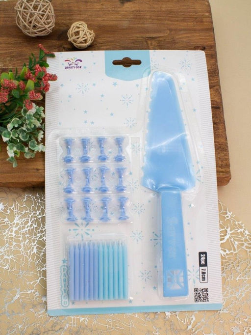 Набор свечей с лопаткой для торта "Slice&light" 24 шт., blue (7,8 см)