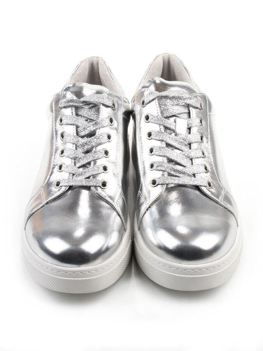 03-C1-1C GREY/SILVER Полуботинки спортивные женские (натуральная кожа)