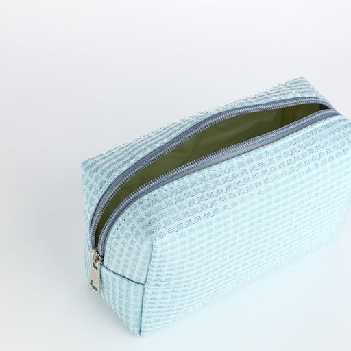Косметичка на молнии женская, с подкладом, маленькая, голубая - Simaland фото 3