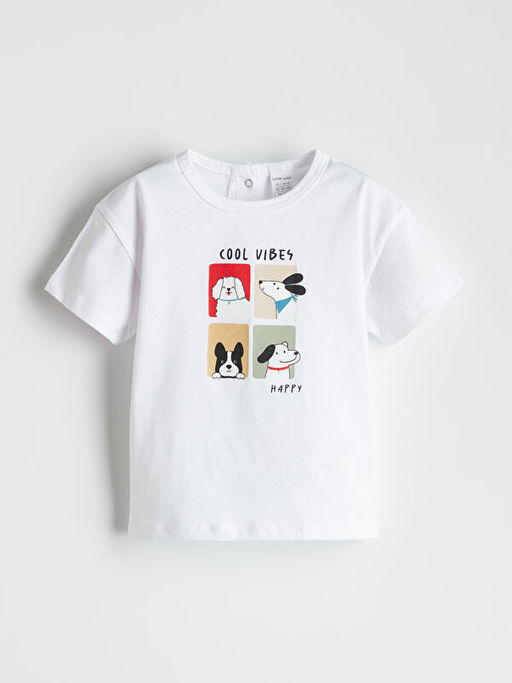 Bisiklet Yaka Bask?l? Erkek Bebek Ti??rt 2li