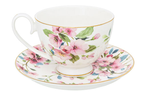 Чайн. пара 2 пр. 300 мл 12,5*9,5*7 см Яблоневый цвет на белом на ножке, NEW BONE CHINA - Elan gallery фото 22