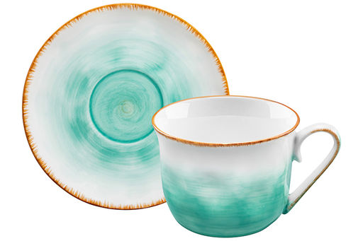 Чайная пара 2 пр. 450 мл 14*11*8,5 см Кантри, бирюзовый, фарфор - Elan gallery фото 5