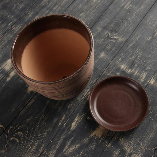 Горшок для цветов Восток, 2.5 л, d=19 см, h=18 см, керамика, с поддоном, коричневый - Simaland фото 3