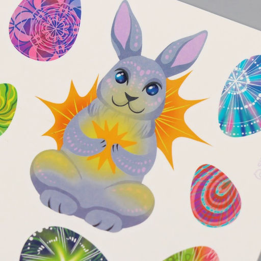 Цена за 3 шт. Переводные тату цветные Заяц и яички, временные татуировки, 10?10 см - Арт узор фото 6