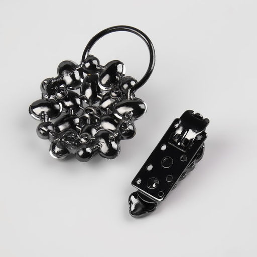 Декоративная застёжка «Стеклянный цветок», 10.5×5 см, цвет чёрный