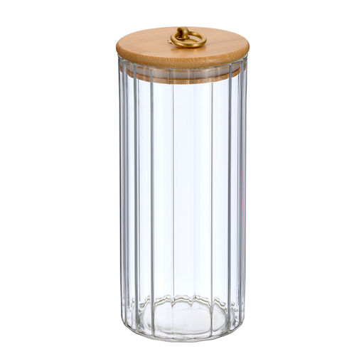 Банка 1100 мл стеклянная с бамбуковой крышкой,Linea TORRE арт. 93-HO-TO-01-1100 - Полимербыт фото 2