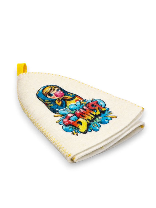 Шапка для бани и сауны Матрёшка бабл-гам, полиэфир, шерсть, белая - Simaland фото 7