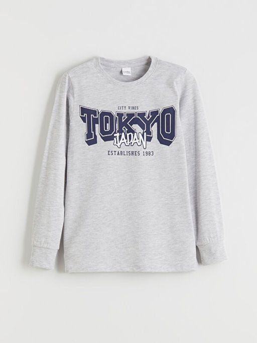 Bisiklet Yaka Tokyo Bask?l? Erkek ?ocuk Pijama ?st