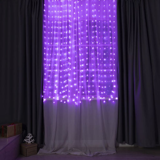 Умная гирлянда Занавес 2?2 м роса, IP20, серебристая нить, 400 LED, приложение, свечение RGB, USB - Luazon lighting фото 6