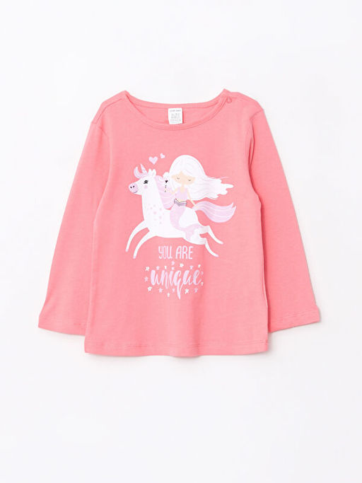 Bisiklet Yaka Uzun Kollu Bask?l? K?z Bebek Pijama Tak?m - Waikiki фото 2