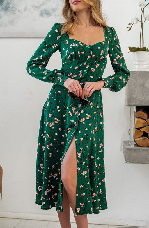 Эффектное платье изумрудный/цветы - Donna saggia фото 4