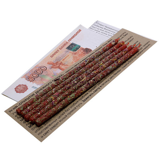 Свеча воск Травы ОТКРЫТИЕ ДЕНЕЖНОГО ПОТОКА Амарант, Пион, Мята уп 5шт 16см