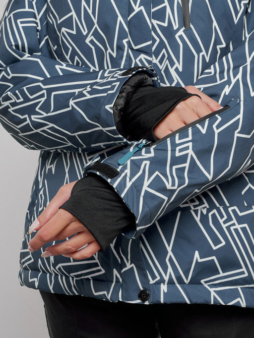 Горнолыжная куртка женская зимняя большого размера темно-серого цвета 2270-1TC - Chunmai фото 5