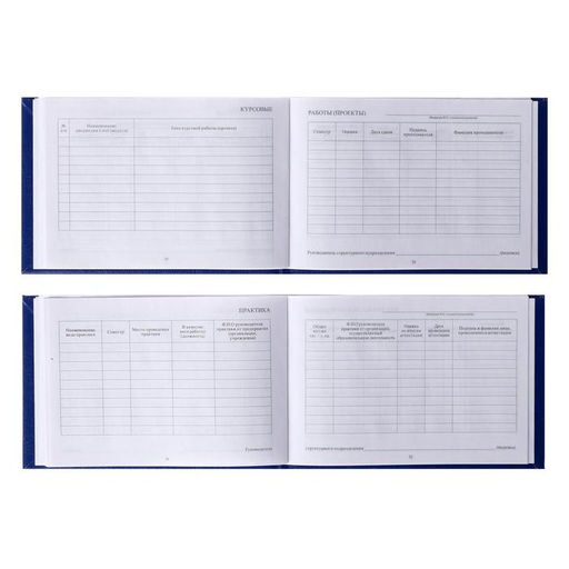 Цена за 3 шт. Зачетная книжка для ВУЗ 140×100 мм, Calligrata, жёсткая обложка, бумвинил, цвет синий