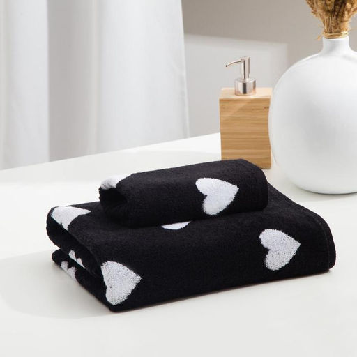 Полотенце махровое Этель ЧБ Сердечки белые, пестроткань, 30х60 см  фото 4