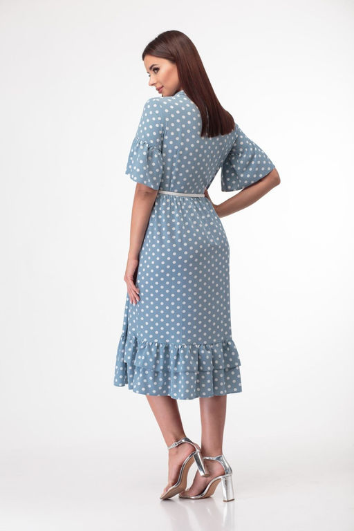 Платье ANELLI 713 бирюза с горохами  фото 4