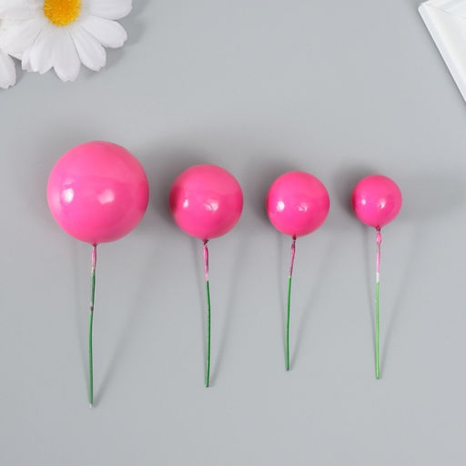 Декор для творчества «Шарики фуксия», d=2; 3; 3.5 и 4 см, набор 20 шт.