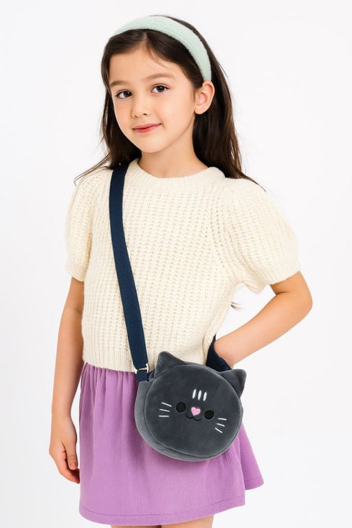 Сумочка плюшевая "Black cat", black (15*13 см)